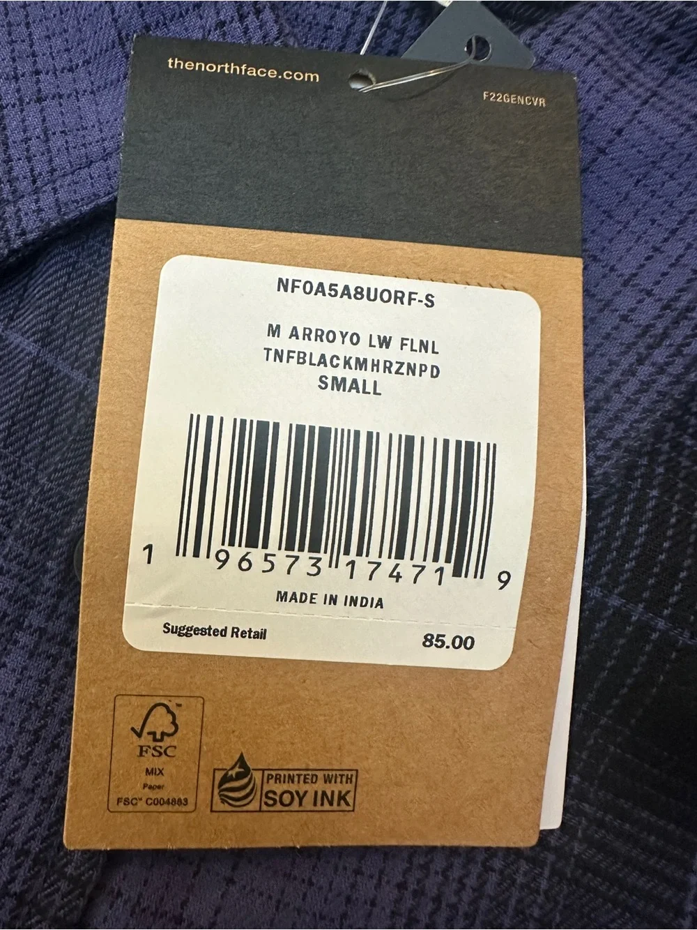 The North Face Organic Flannel Shirt Men’s Size S Purple